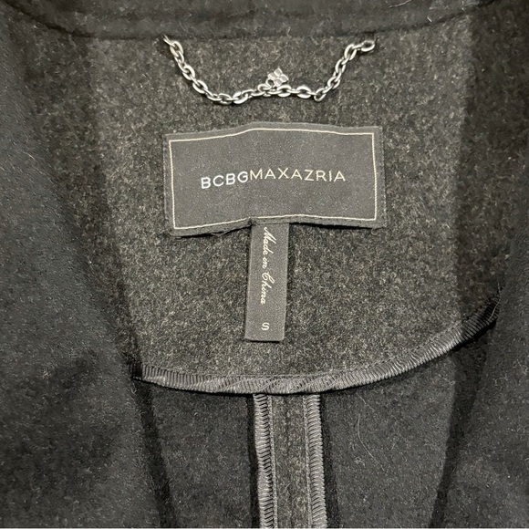 BCBG MAXAZRIA Scarlet Long Wool Wrap Black and Heather Grey Coat Women’s Small - Picture 4 of 4
